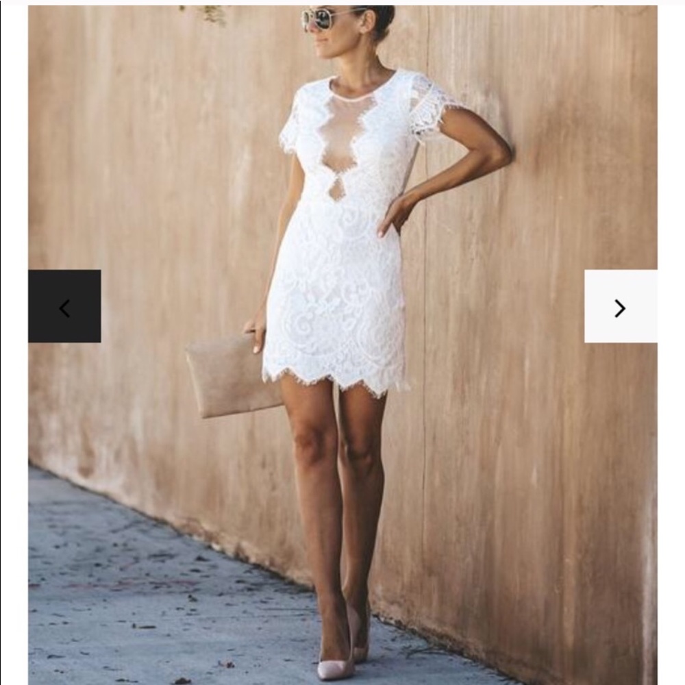 White lace mini dress